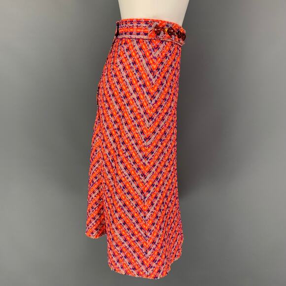 MARC JACOBS Size 0 Orange Multi-Color Modal Blend Tweed A-Line Skirt - Picture 2 of 6